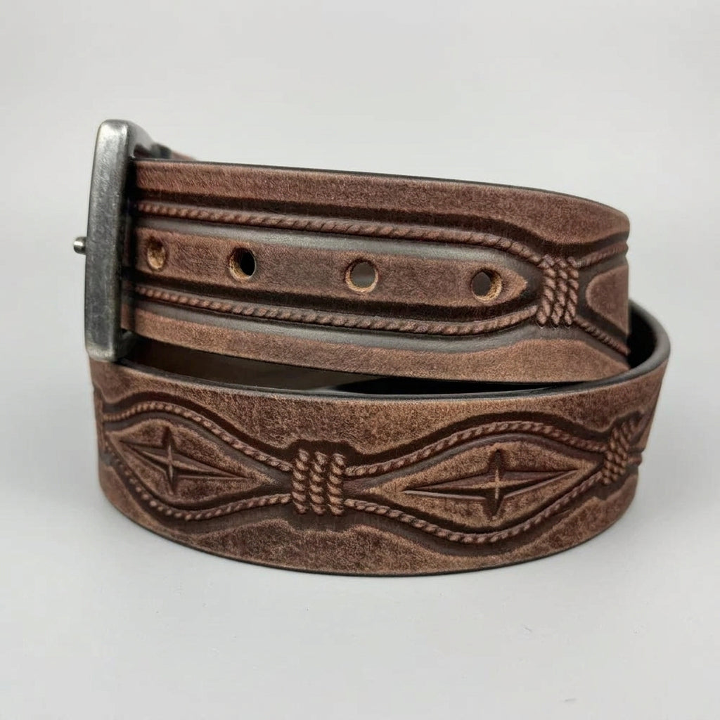 Keldon Men's Grain Leather Embossed Belt with Removable Buckle