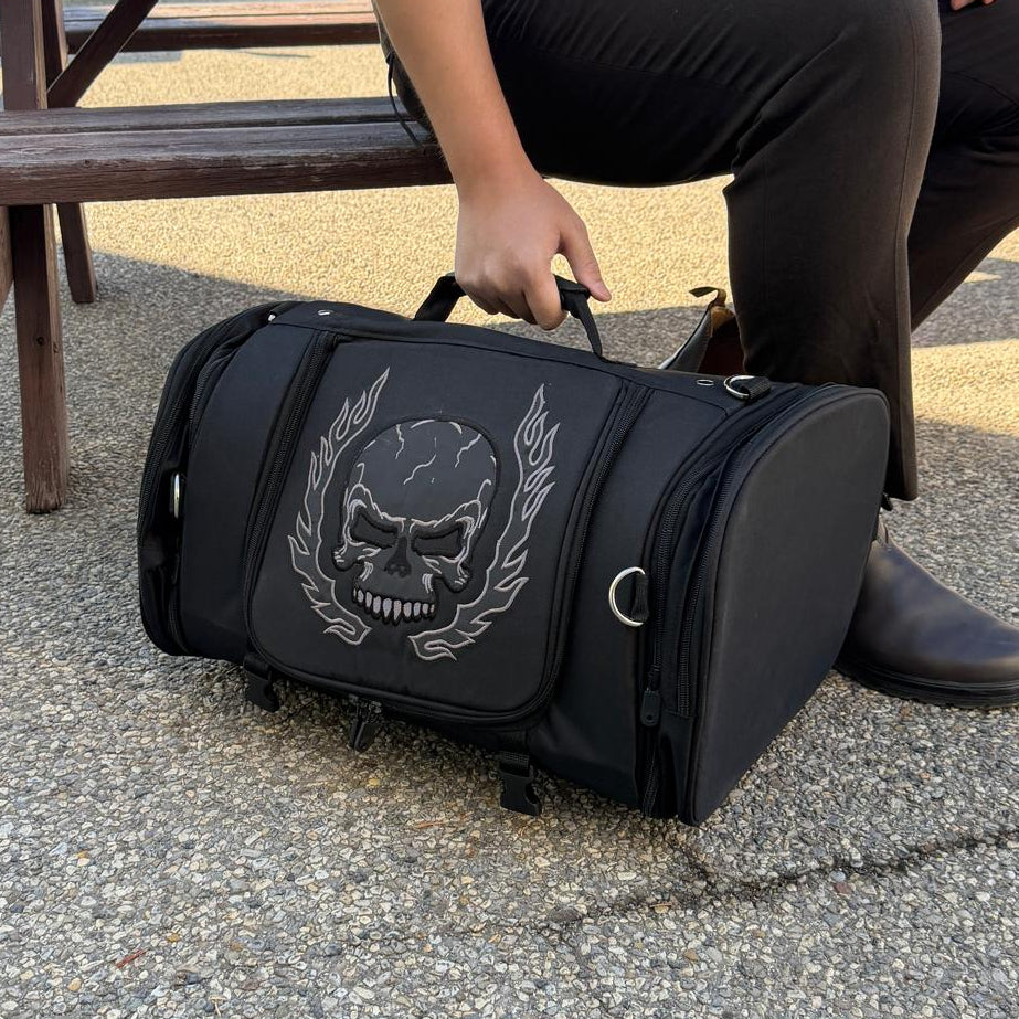 Skull Embroidered Travel Duffle Bag