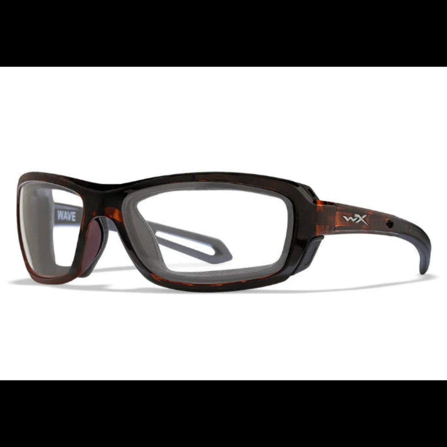 Wiley X Wave Gloss Demi Frame Polarized Emerald Mirror Lens Sunglasses with Facial Seal