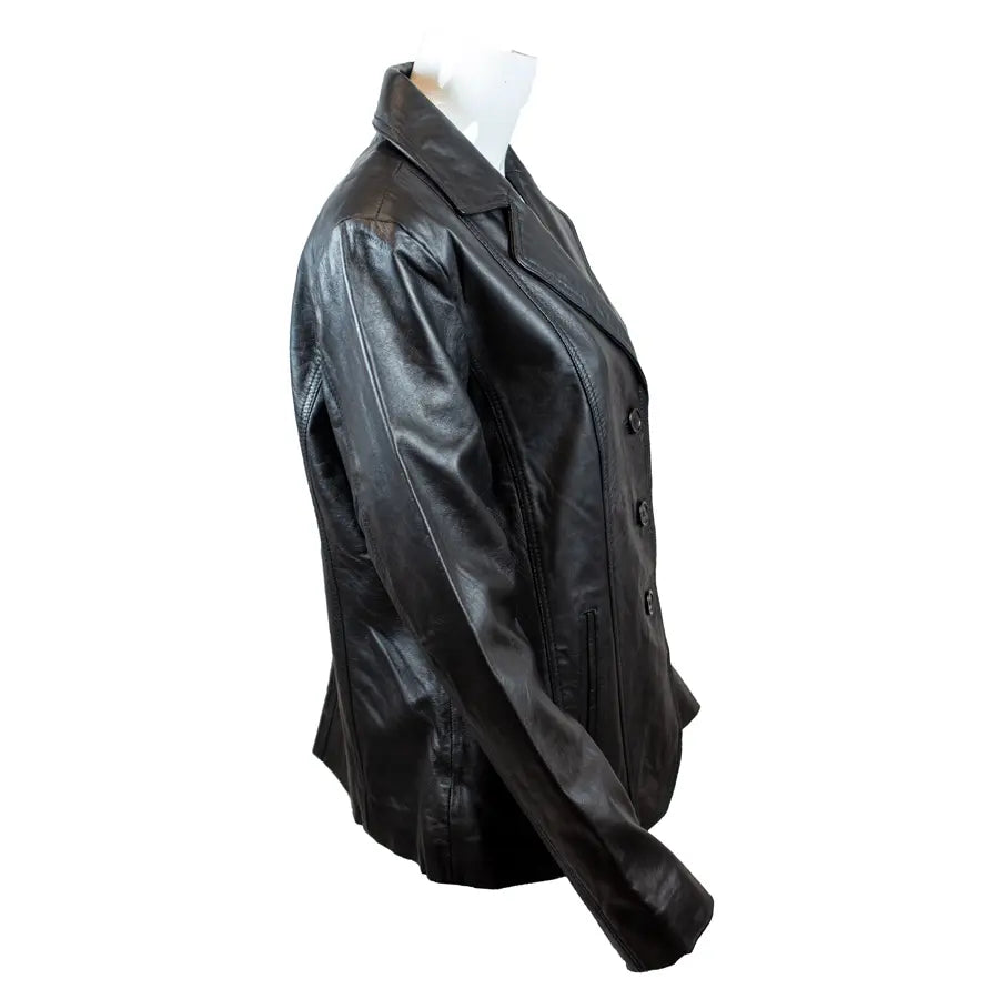 Women's Blazer Stitched Leather Jacket