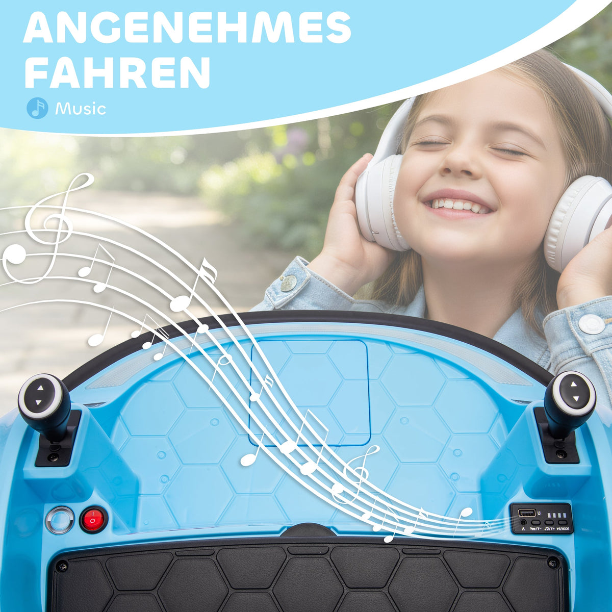 12V Bumper Car for Toddlers, Ride On Car with 360 Degree Remote Control, Lights Music Horn, for 1.5-5 Years, Light Blue