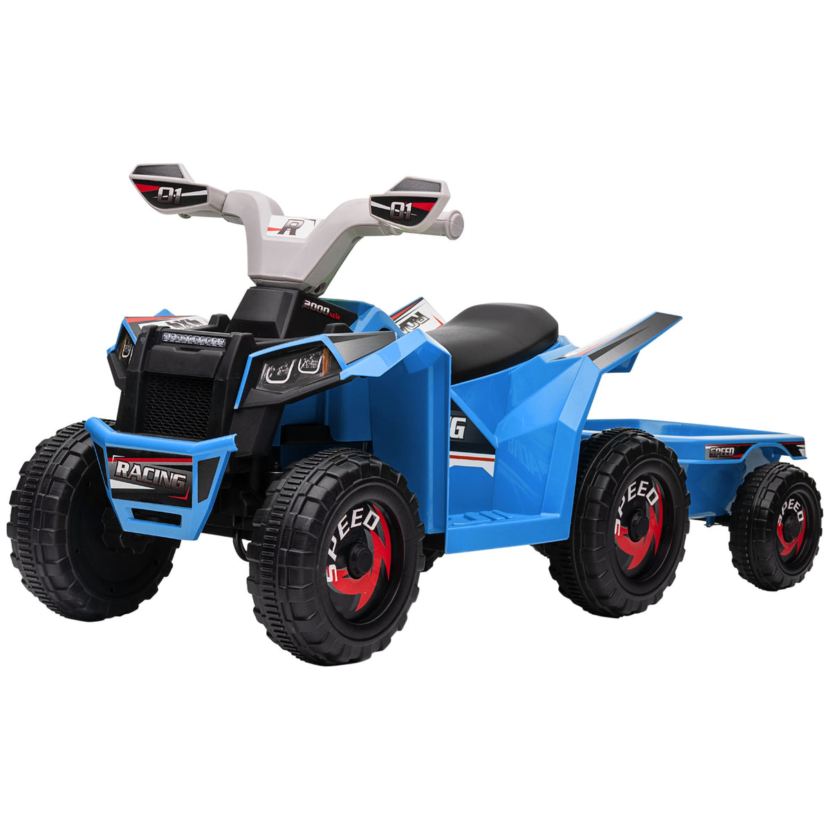 6V Electric Toy Car with Back Trailer, Forward Backward, Wear-Resistant Wheels for Ages 18-36 Months, Red
