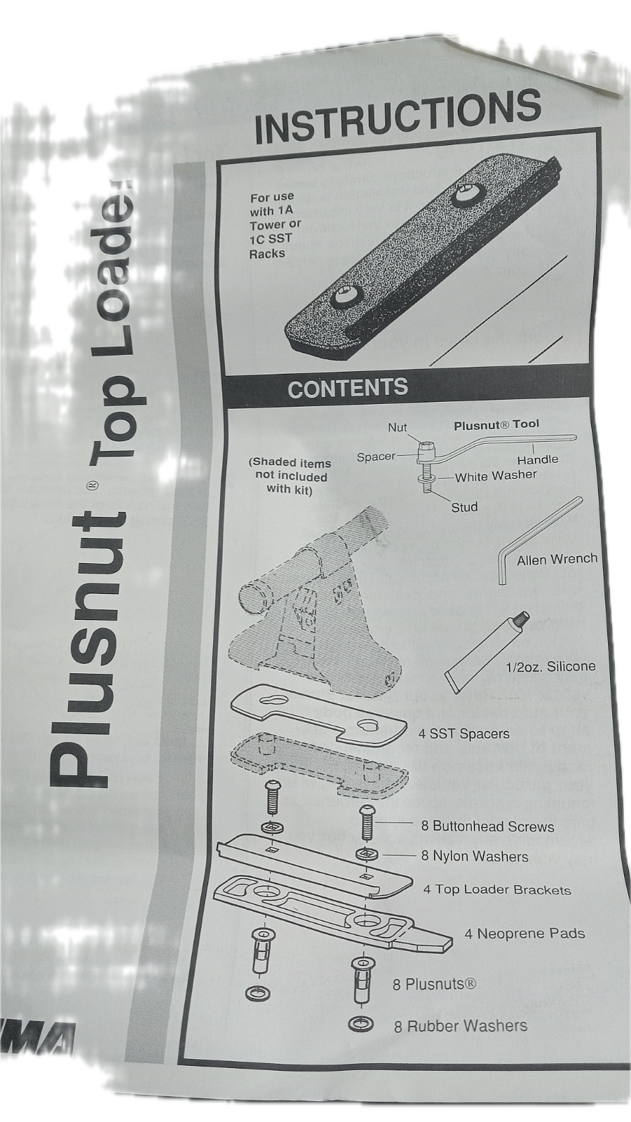 Yakima PlusNut Top Loader Mounted Brackets for 1A Raingutter or Q Towers