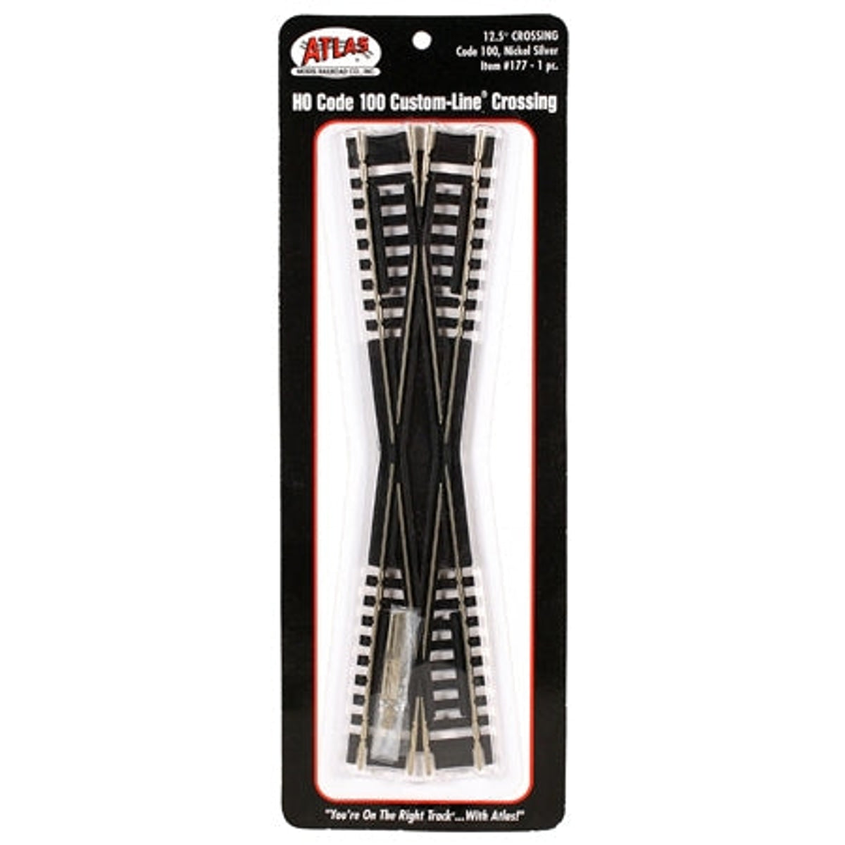 Atlas 177 HO Code 100 Custom-Line Crossing 12-1/2 Degrees 9" 22.9cm Nickel-Silver Rail Black Ties NIB