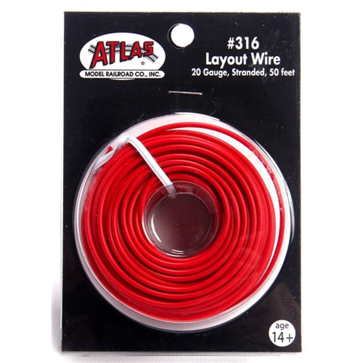 Atlas 316 Layout Wire 20 Gauge Stranded 50' (15.2m) Red NIB
