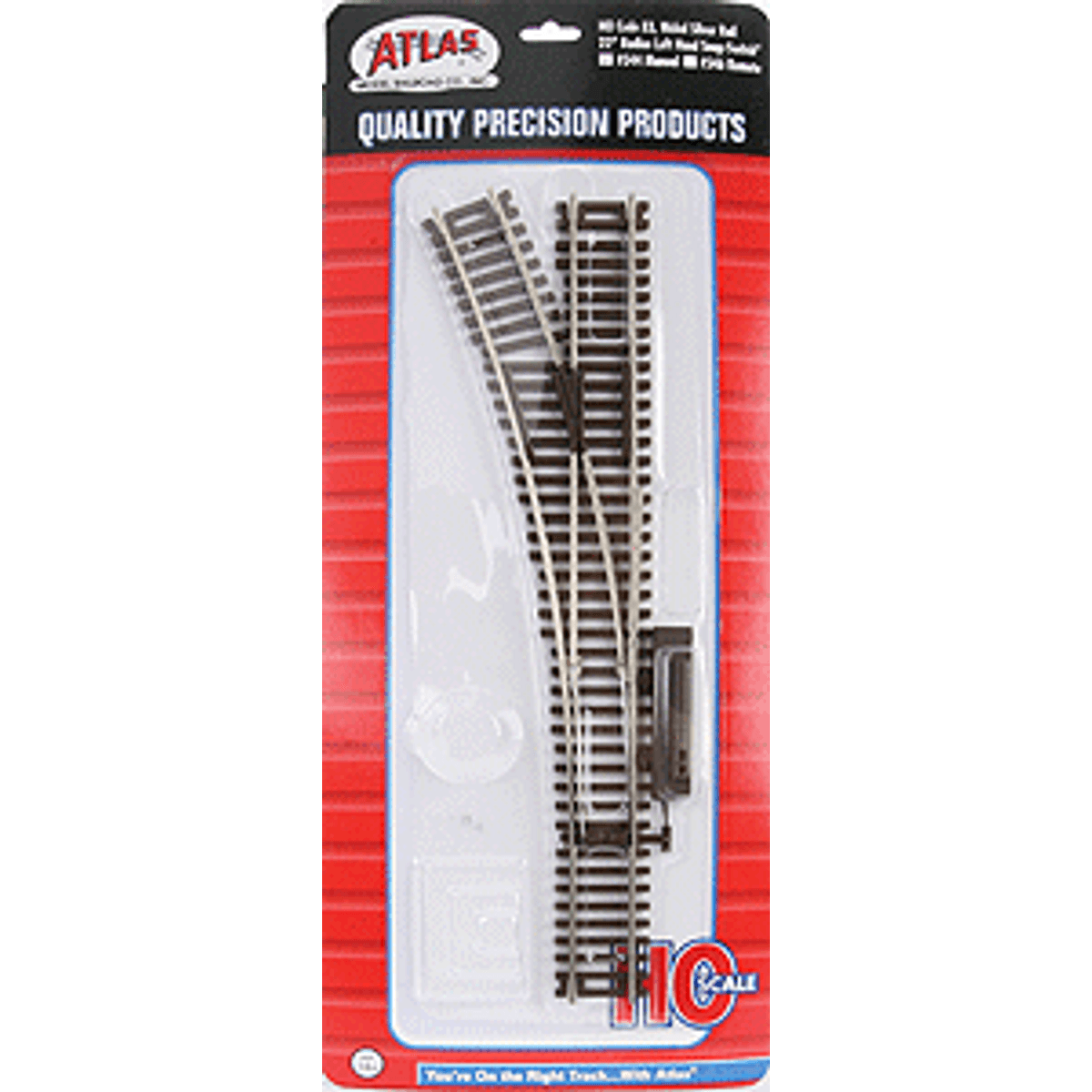 Atlas 544 HO Code 83 22" Radius Left Hand Manual Snap Switch Track Brown Ties Nickel Silver