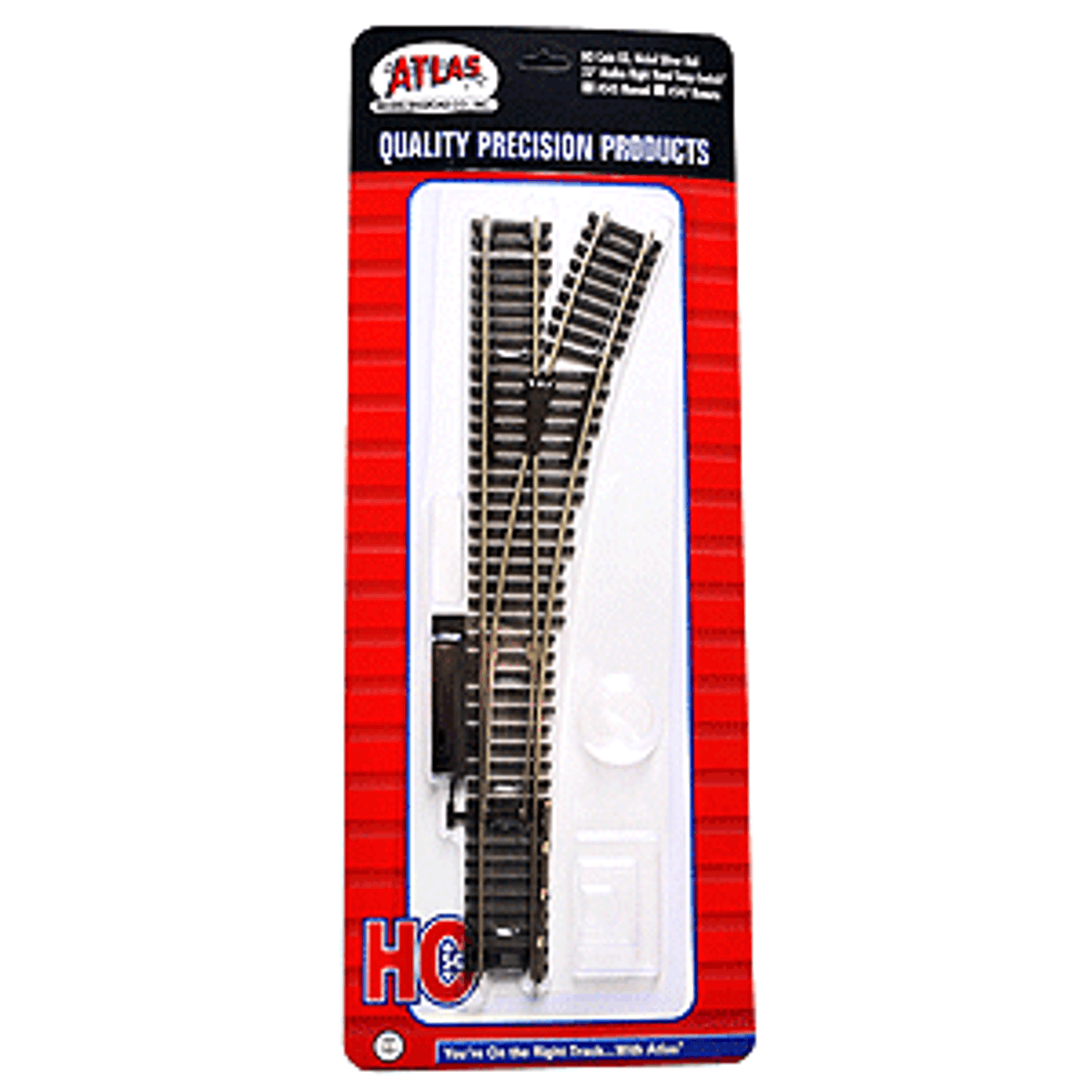 Atlas 545 HO Code 83 22" Radius Right Hand Manual Snap Switch Track Brown Ties Nickel Silver