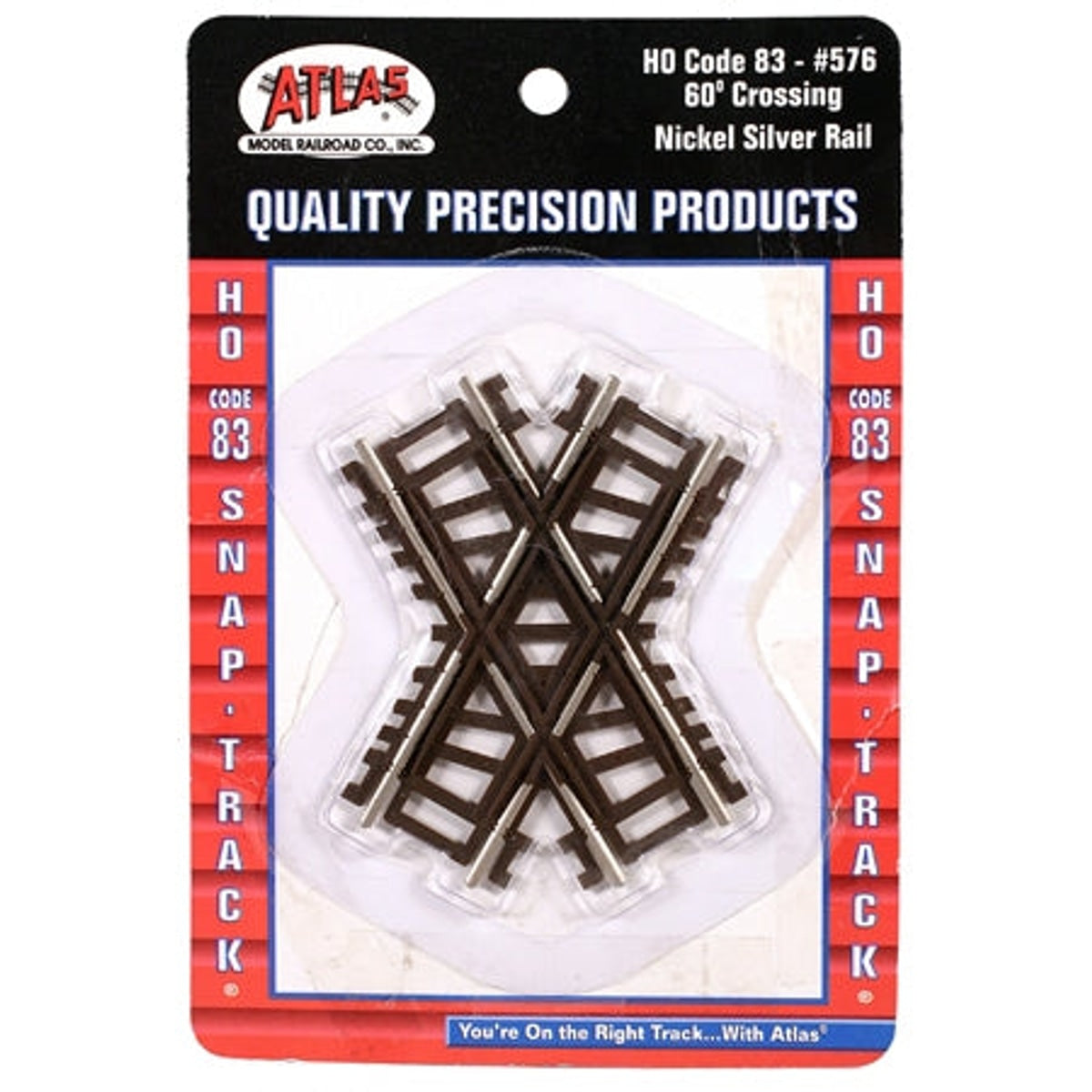 Atlas 576 HO Code 83 60 Degree Crossing Nickel Silver Brown Ties NIB