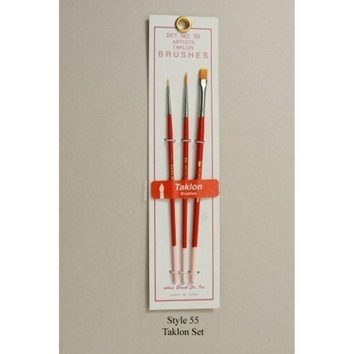 Atlas Brush Company No. 55 Artists Taklon Brushes Set of 3