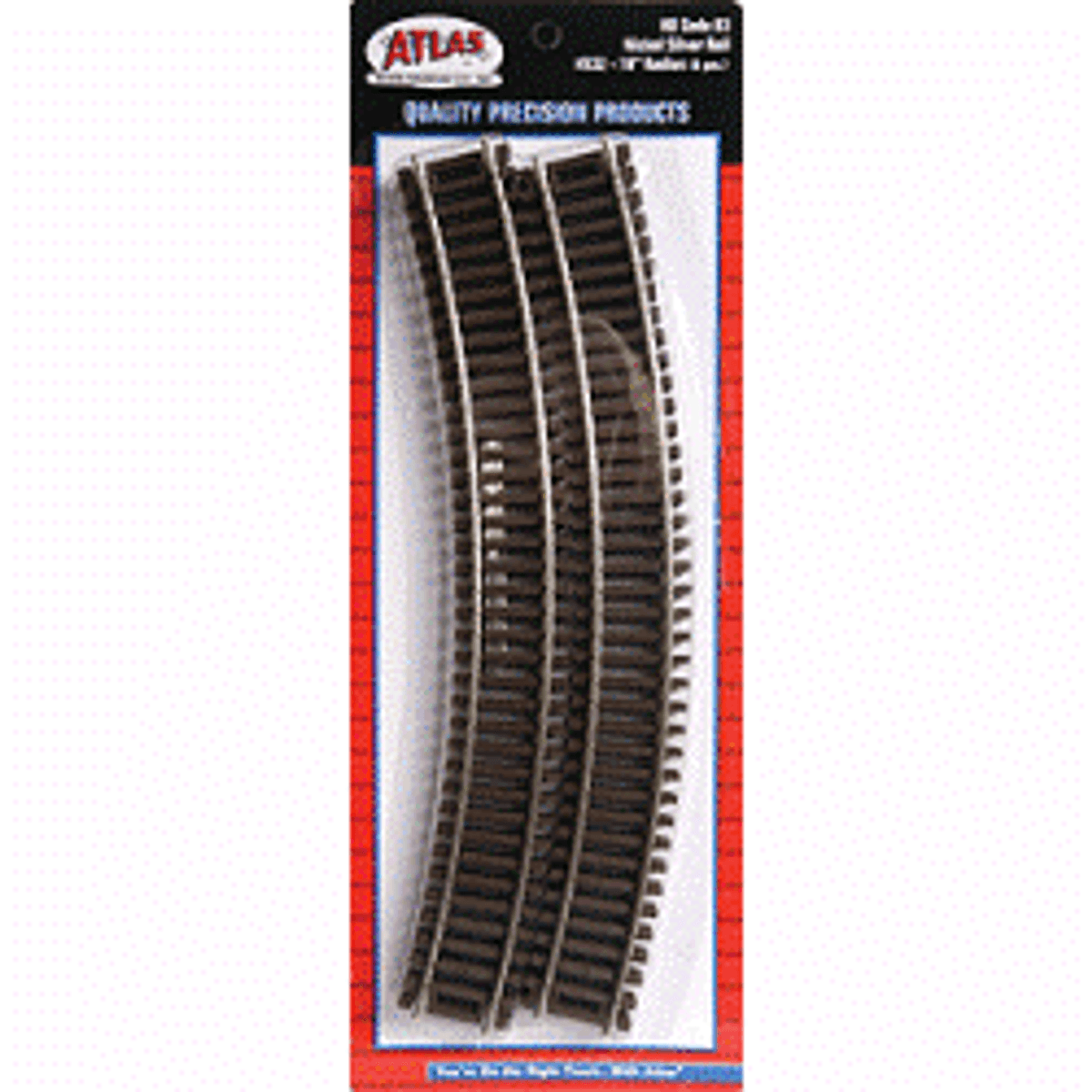 Atlas HO Code 83 Curved Snap Track 18" Radius Brown Ties Nickel Silver Pkg of 6
