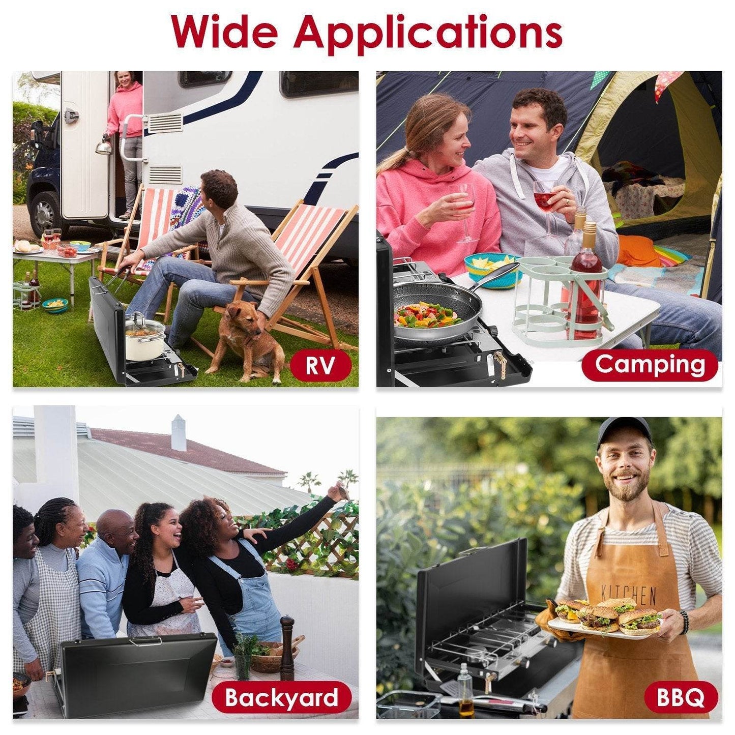 Portable 2 burner Gas Stove propane range camping gas outdoor stove burner