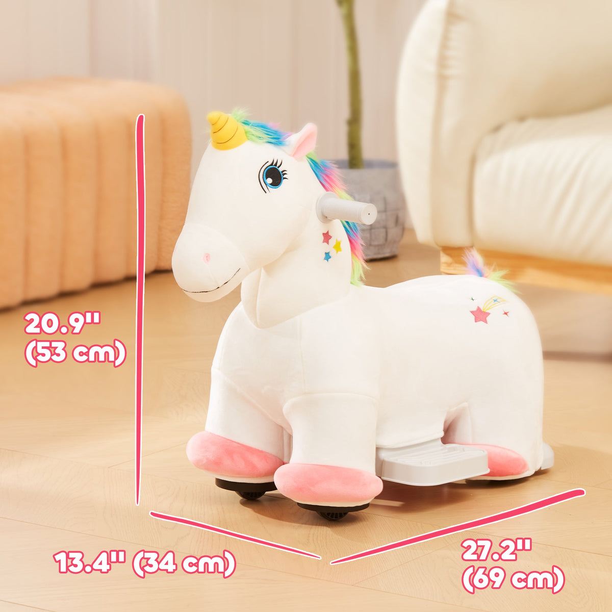 6V Ride on Unicorn, Battery Powered Kids Riding Pony with Music Forward, Aged 18-36 Months, White