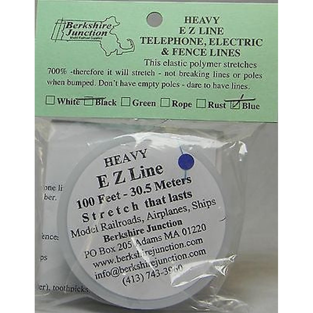 Berkshire Junction Blue Heavy E-Z Telephone / Electric Line Elastic Polymer