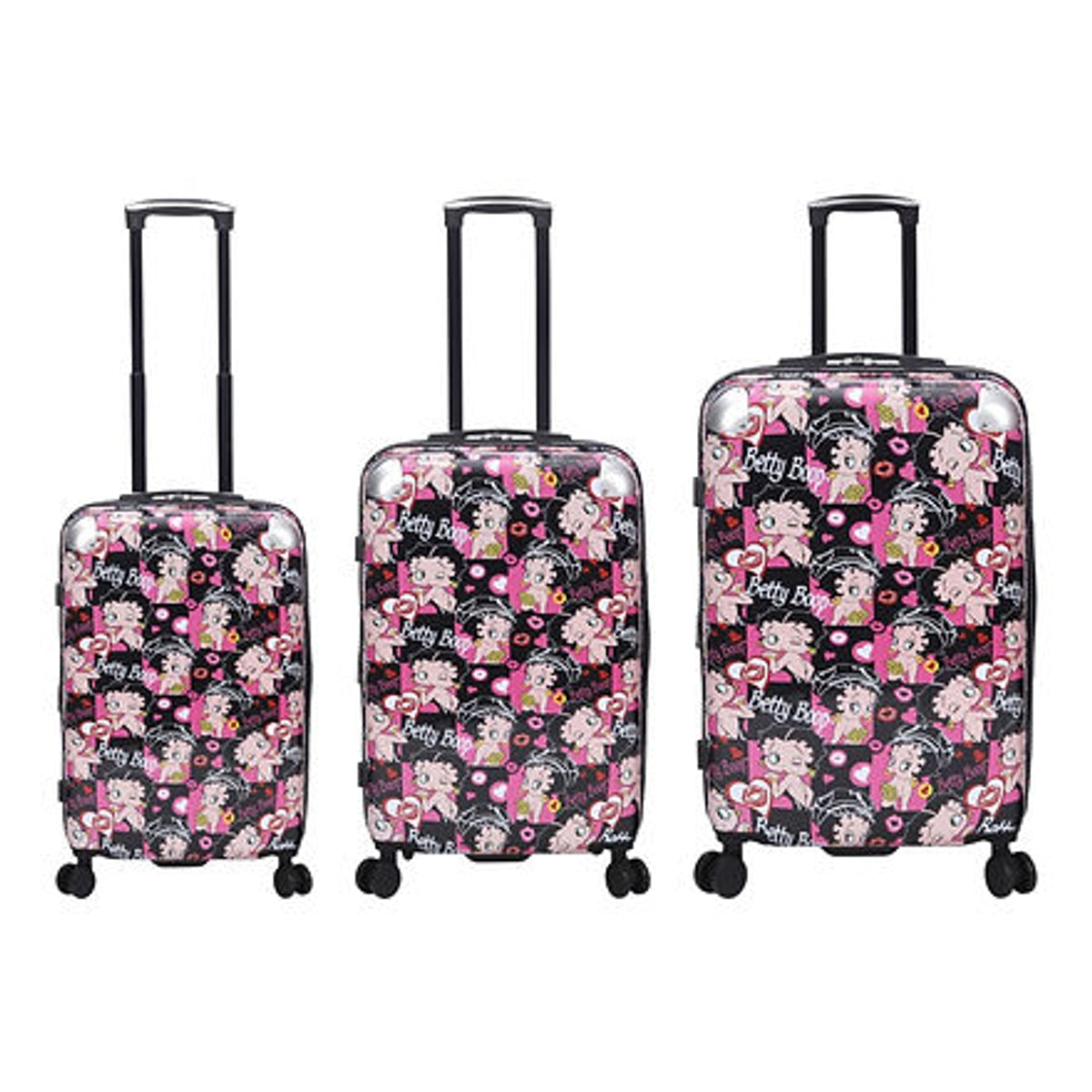 Betty Boop Many Faces 3 piece Heavy Duty Hardside Luggage Set