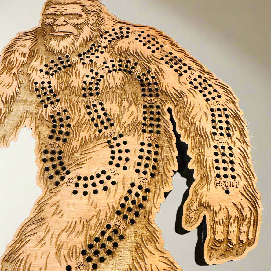 Sasquatch 3 player Cribbage Board,Approximately 12 in. tall