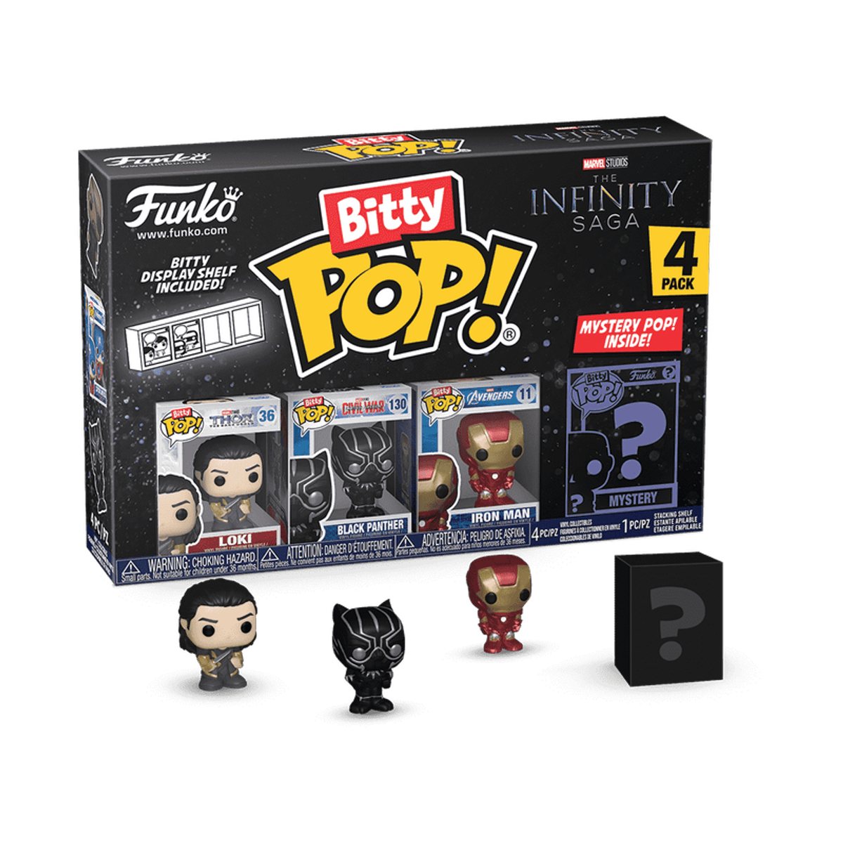 Bitty POP! Marvel Loki, Black Panther, Iron Man