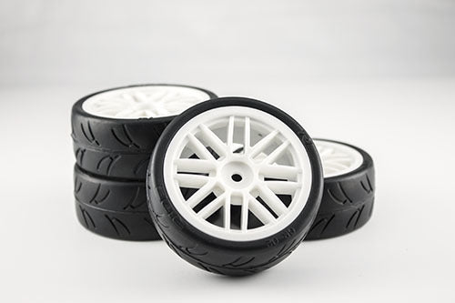 Gravity RC GRC124GTW USGT Pre Glued Tires (GT Wheel, White) (4)