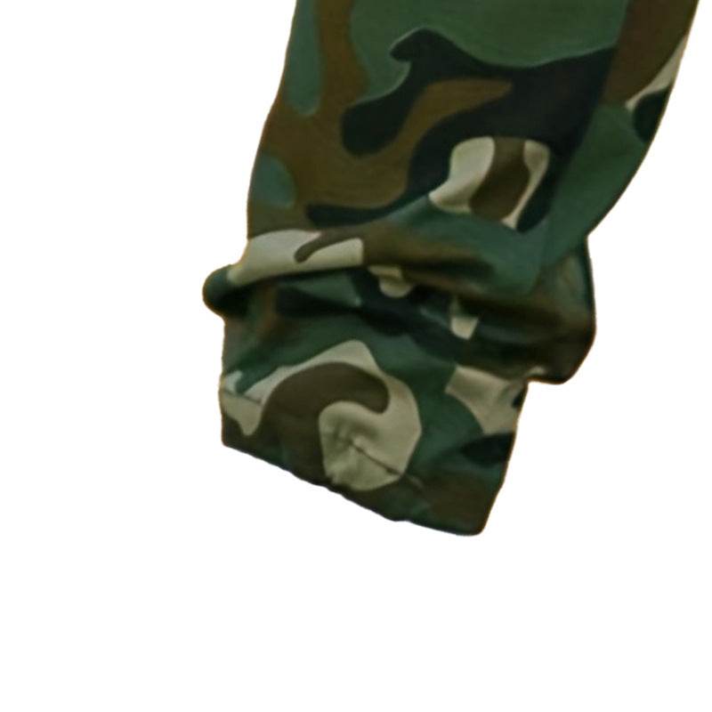 Multi-pocket Camouflage Ankle-tied Men's Military Casual Cargo Slim fit Pants trouser