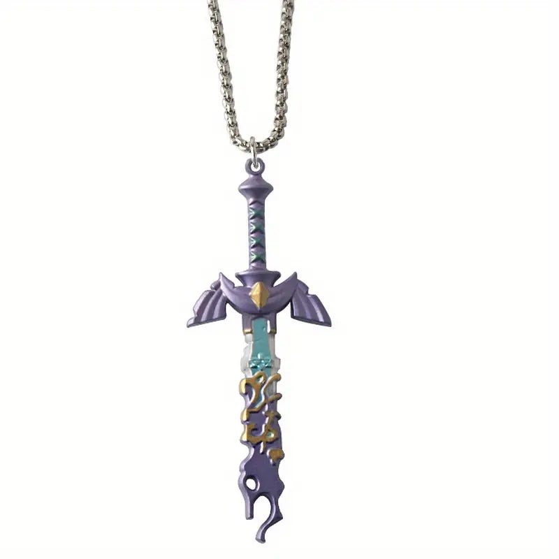 Metal Purple Sword Chain Necklace