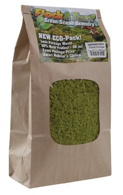 Scenic Express Flock & Turf Ground Cover ECO Pack Bag Coarse Light Green 48oz 1.4L