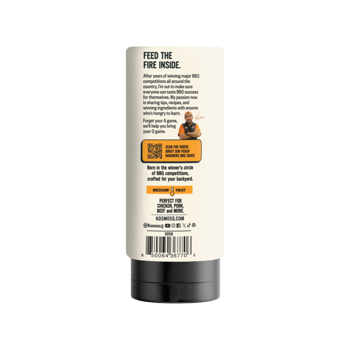 Kosmos Q Peach Habanero BBQ Sauce 21oz
