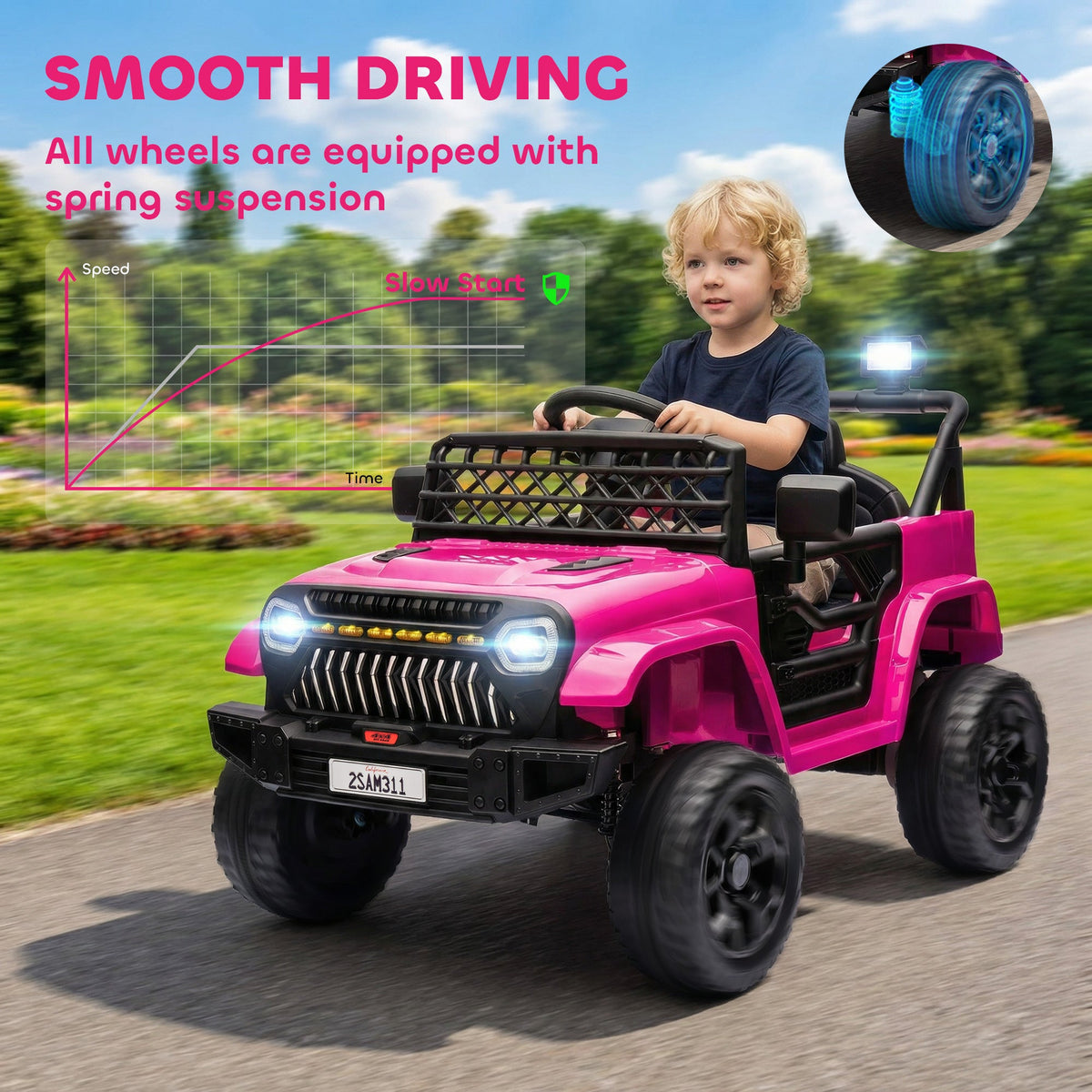 12V Ride on Truck, Electric Car for Kids with Remote Control, Suspension, 3 Speeds, USB Music Headlights, Black