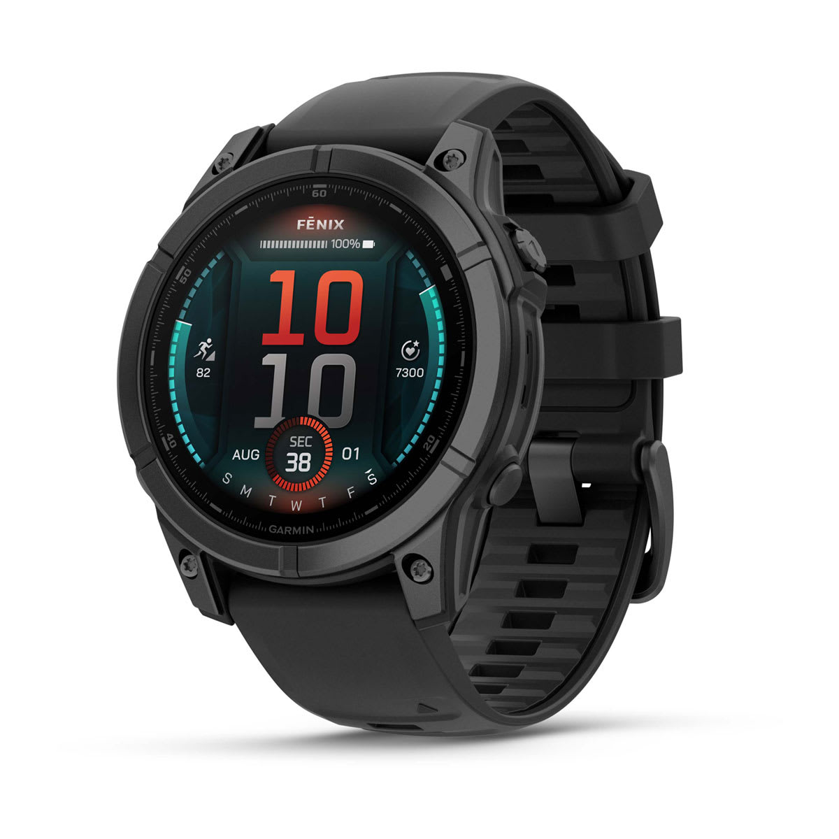 Fēnix® E – 47 mm, AMOLED Slate Gray Steel with Black Silicone Band