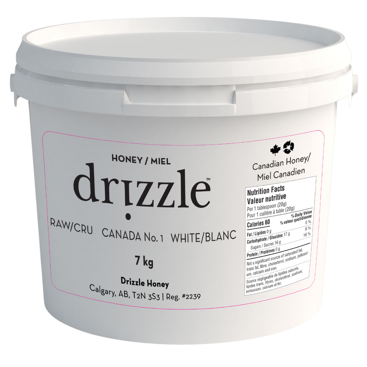 Drizzle Honey White Raw Honey – 7 kg Pail