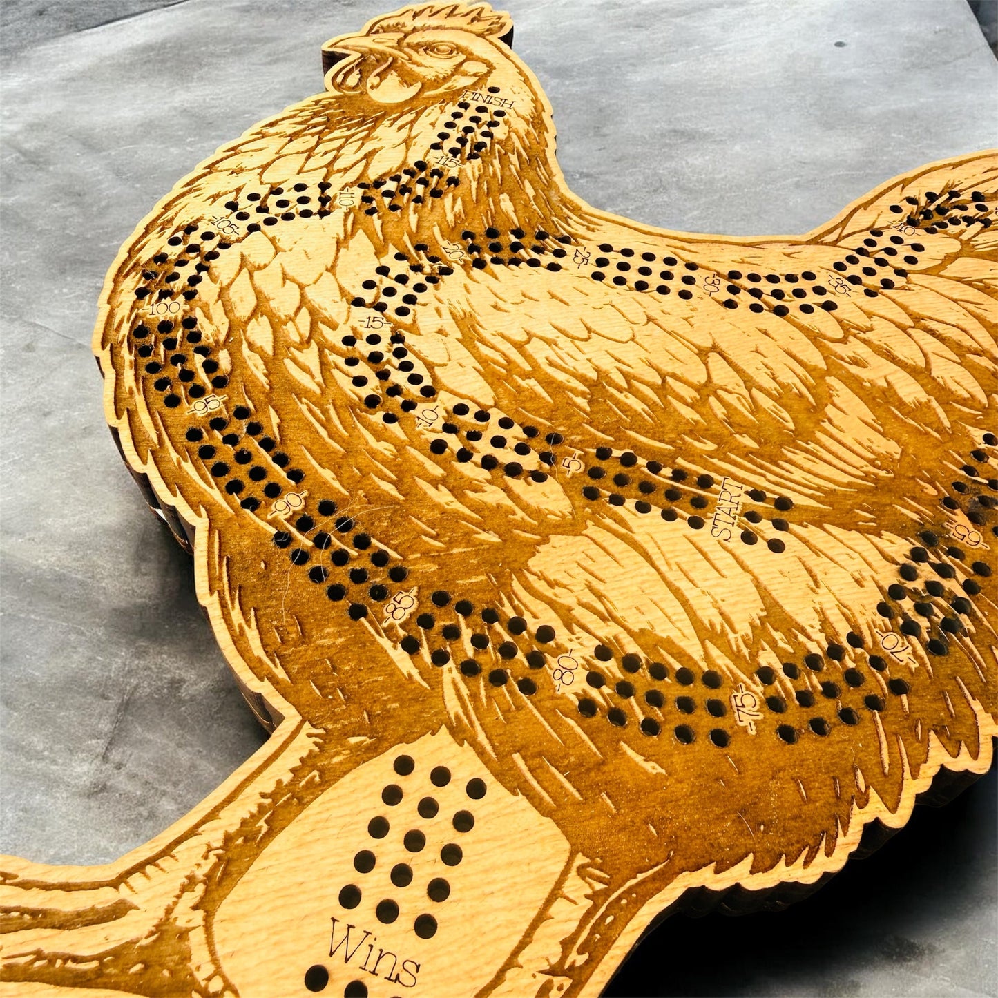 Chicken Cribbage Board-Rustic Farmhouse Wooden Game