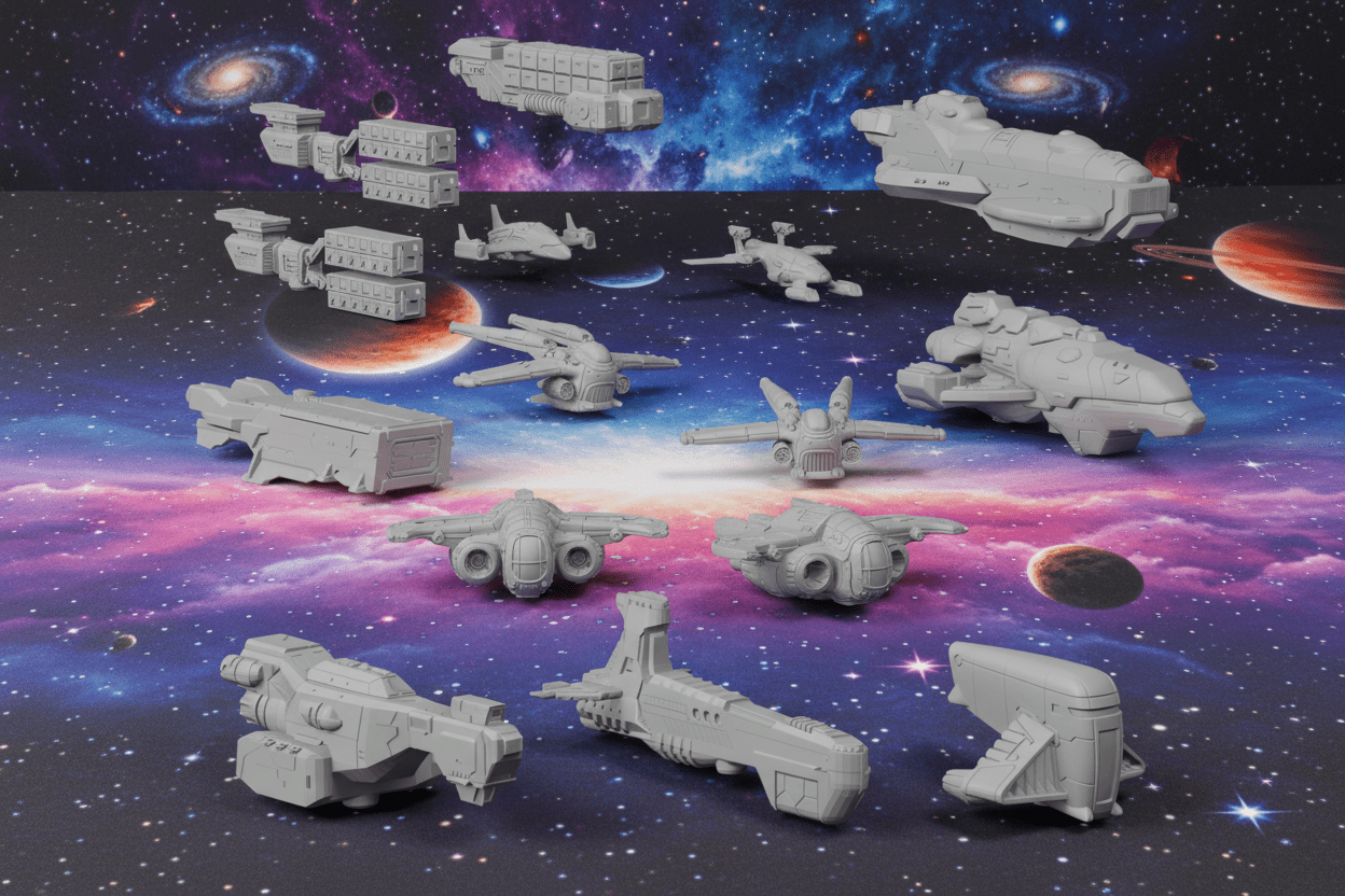 Civilian Merchant Convoy – 18-Ship 1:128 Sci-Fi Fleet