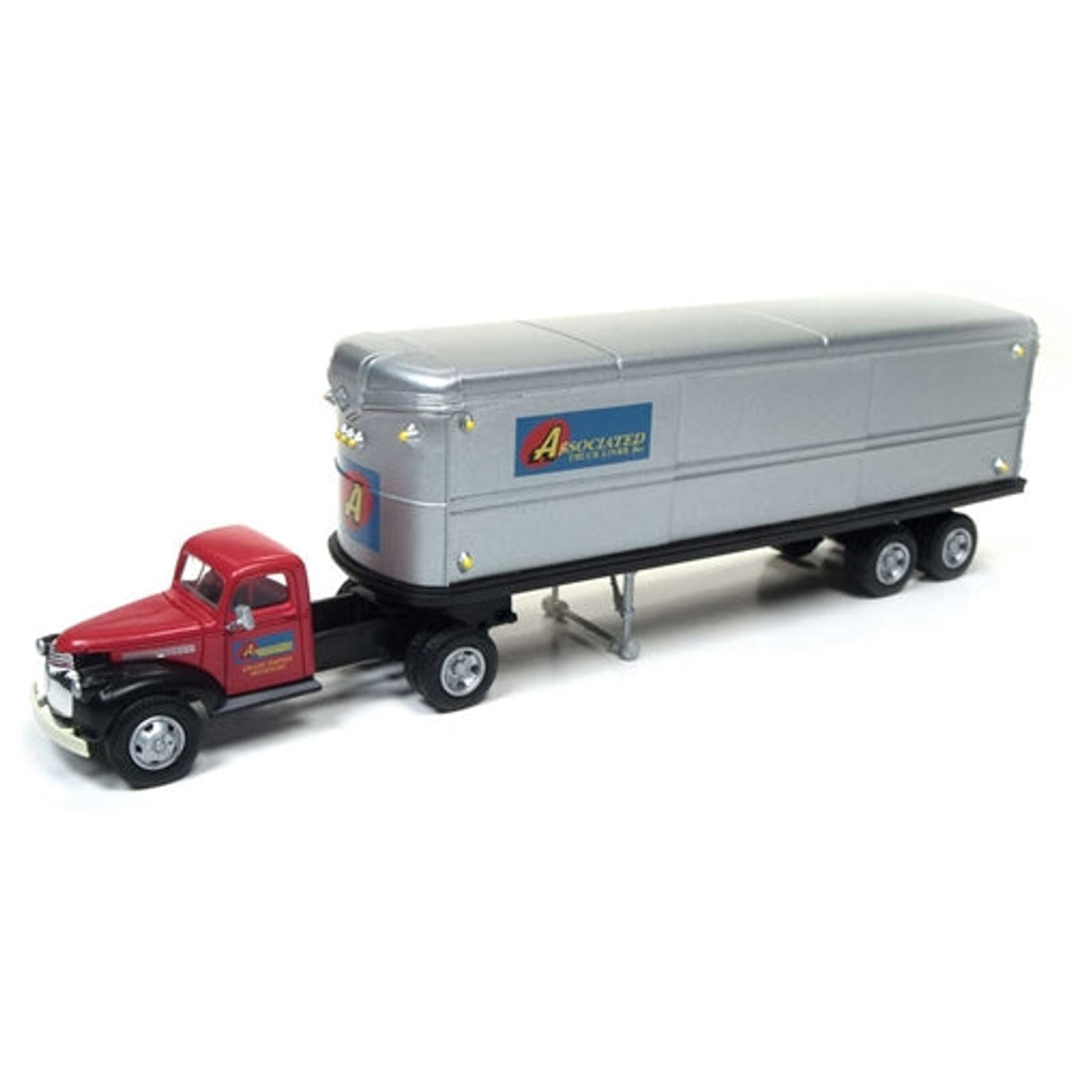 Classic Metal Works - Mini Metals 31172 HO 1941-1946 Chevrolet Tractor AeroVan Trailer Associated Truck Lines Red Silver Blue Black Assembled NIB