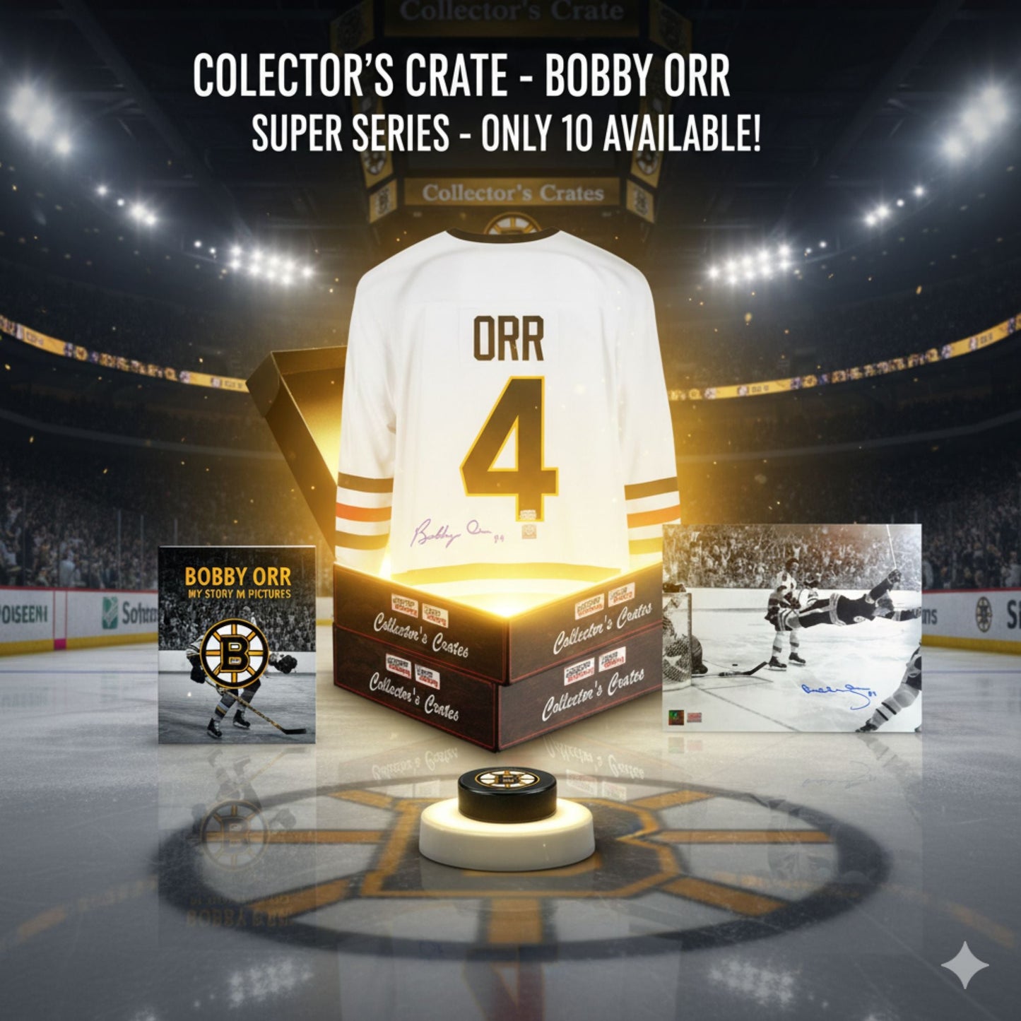 COLLECTOR’S CRATE MYSTERY BOX – BOBBY ORR SUPER SERIES COLLECTIBLE – LIMITED EDITION AUTOGRAPHED HOCKEY MEMORABILIA - GNR COA (ONLY 10 AVAILABLE)