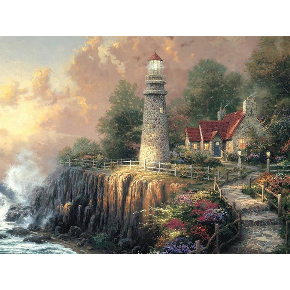 Crystal Art Paint by Numbers - The Light of Peace (Kinkade) 12"X16"