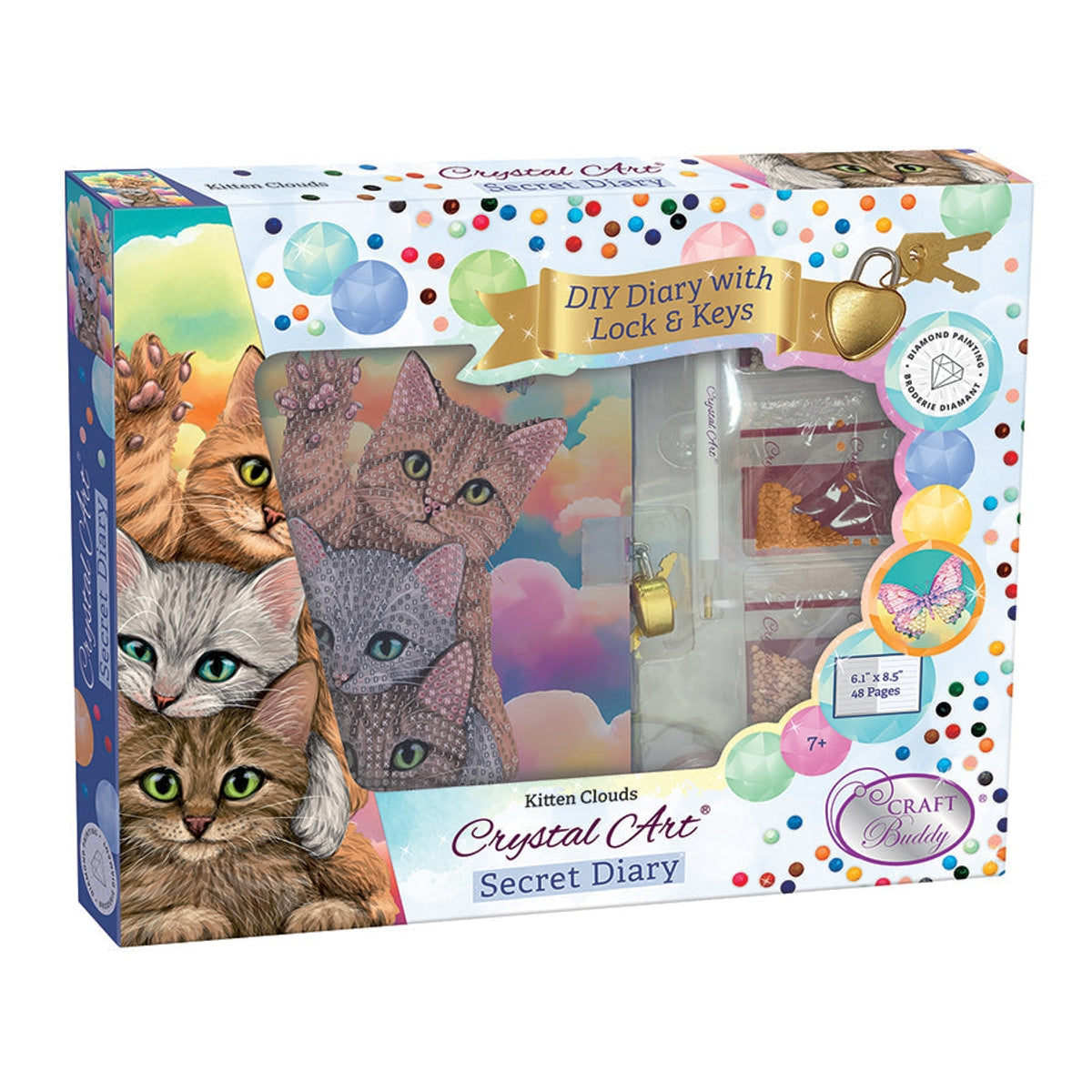 Crystal Art Secret Diary - Kitten Clouds