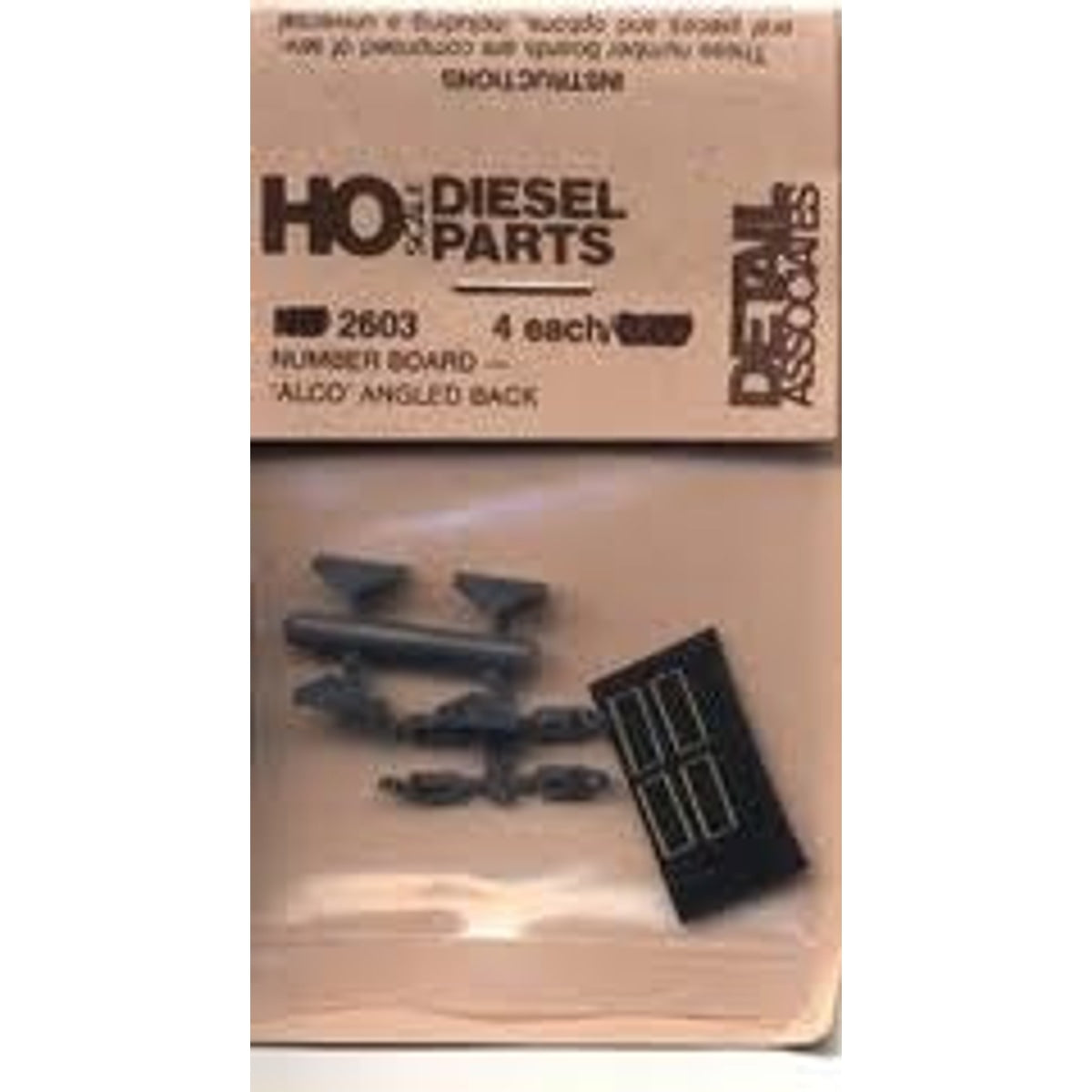 Detail Associates 2603 HO Diesel Details Number Board Alco Angled Black Pkg of 4 NIB