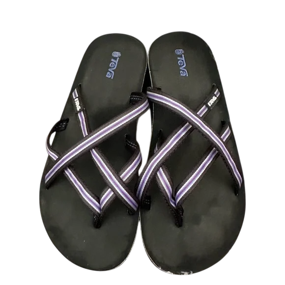 Teva Women's Mandalyn Purple Shimmer Strappy Wedge Thong Flip-Flop Sandals Size 10 US
