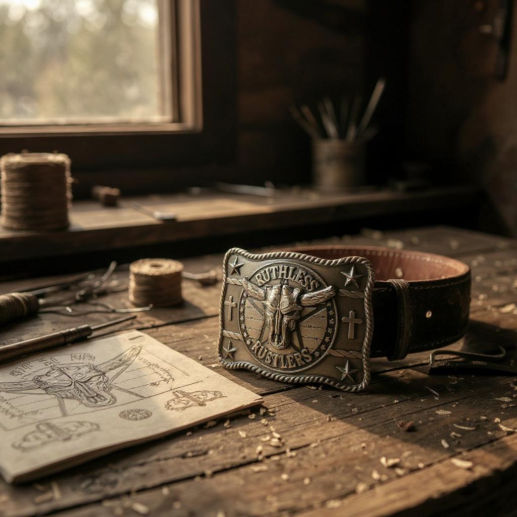 Ruthless Rustlers Marshal Belt Buckle | Antique Copper