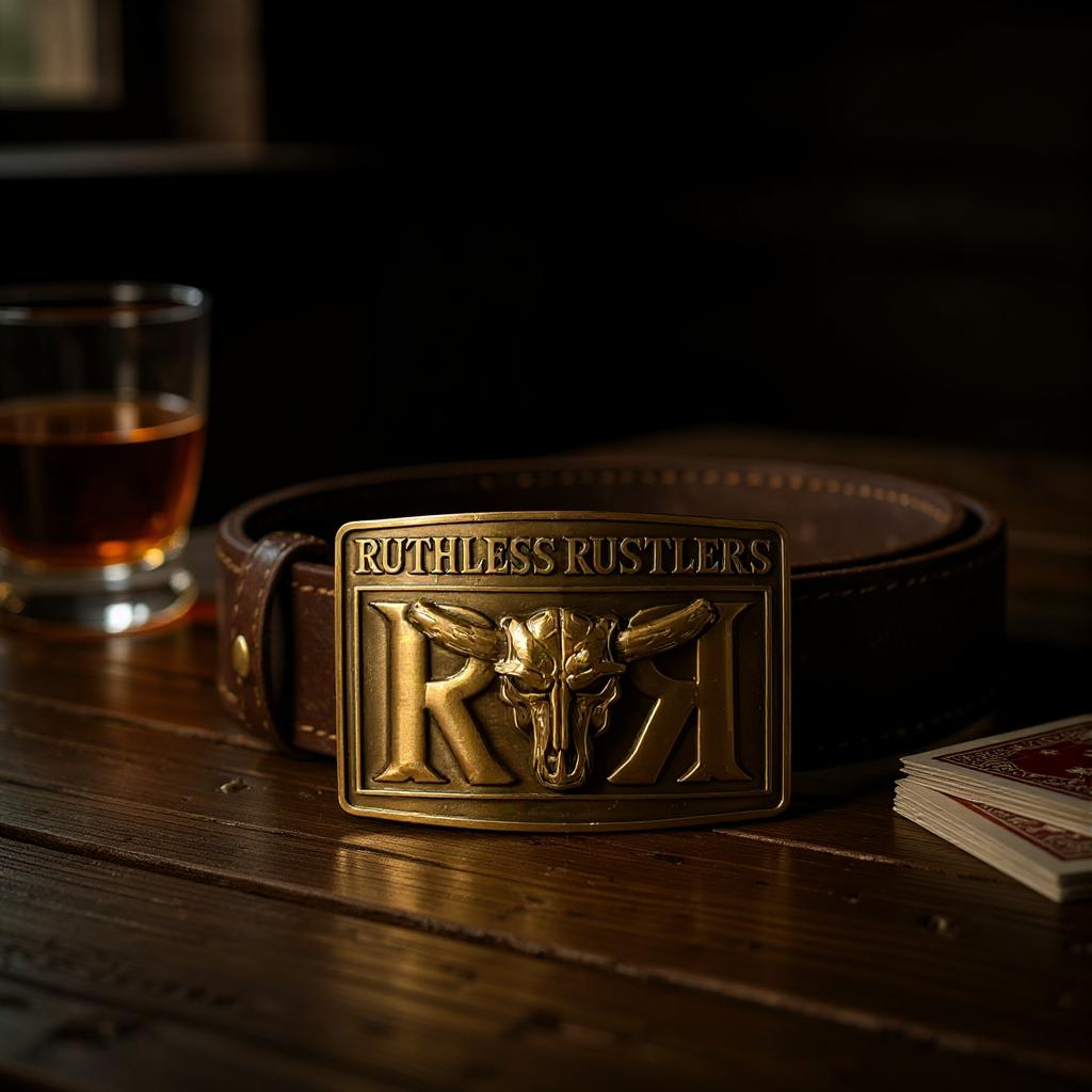Ruthless Rustlers RR Bold Belt Buckle | Antique Copper