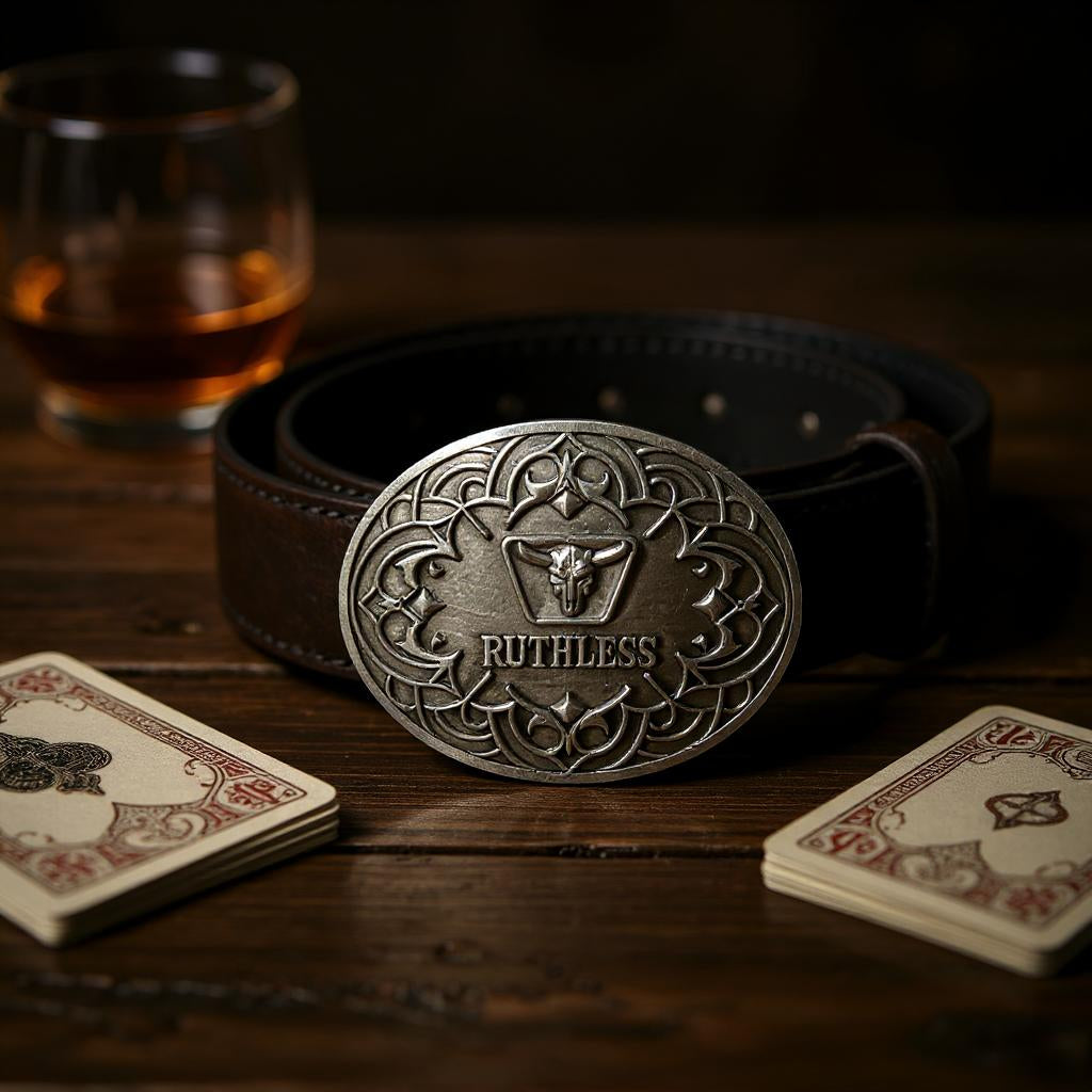 Ruthless Rustlers Iron Grace Belt Buckle | Antique Silver