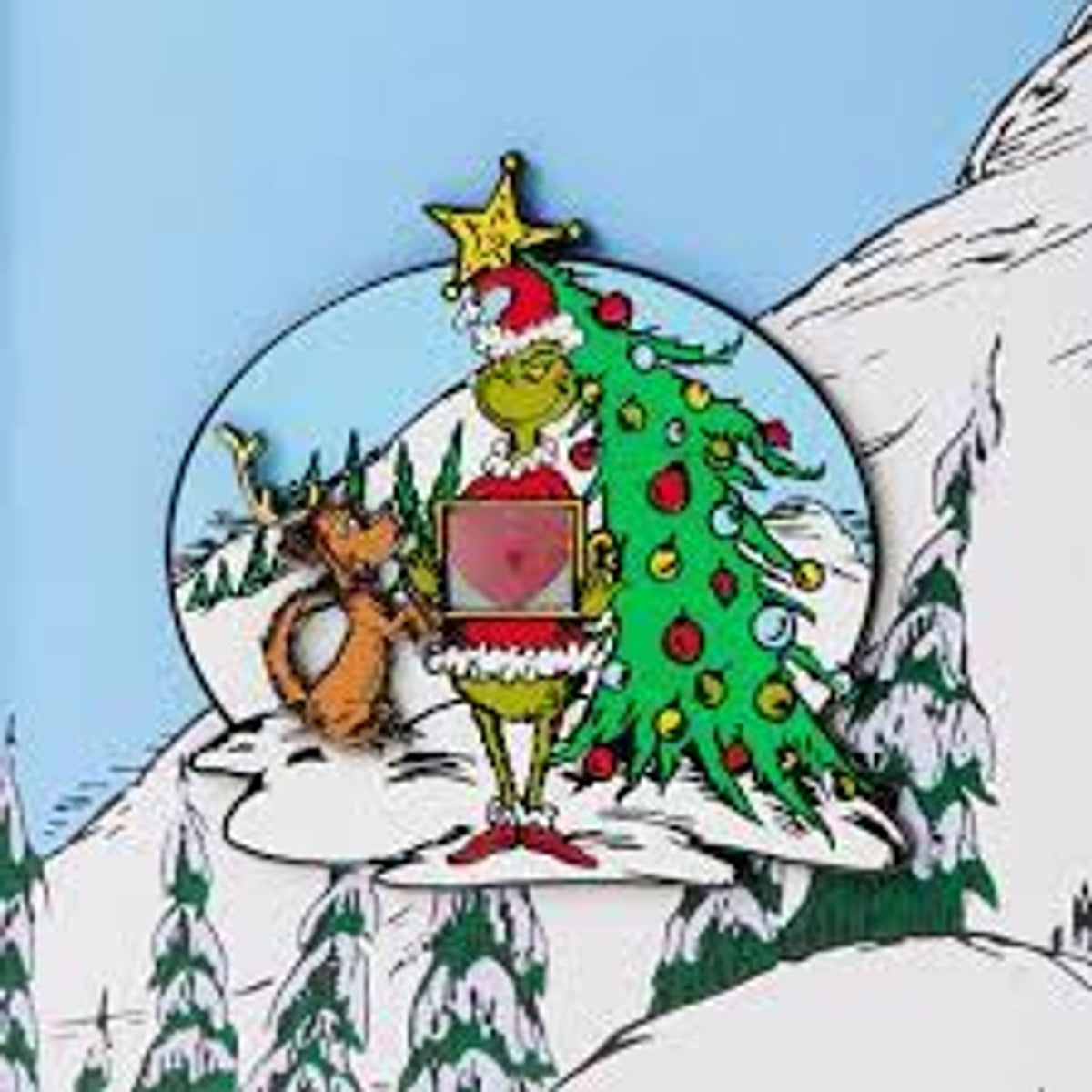 Dr Seuss Grinch Lenticulalr Heart 3" Collector Pin