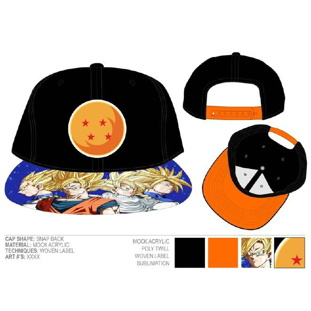 Dragon Ball Hat with Sublimated Bill