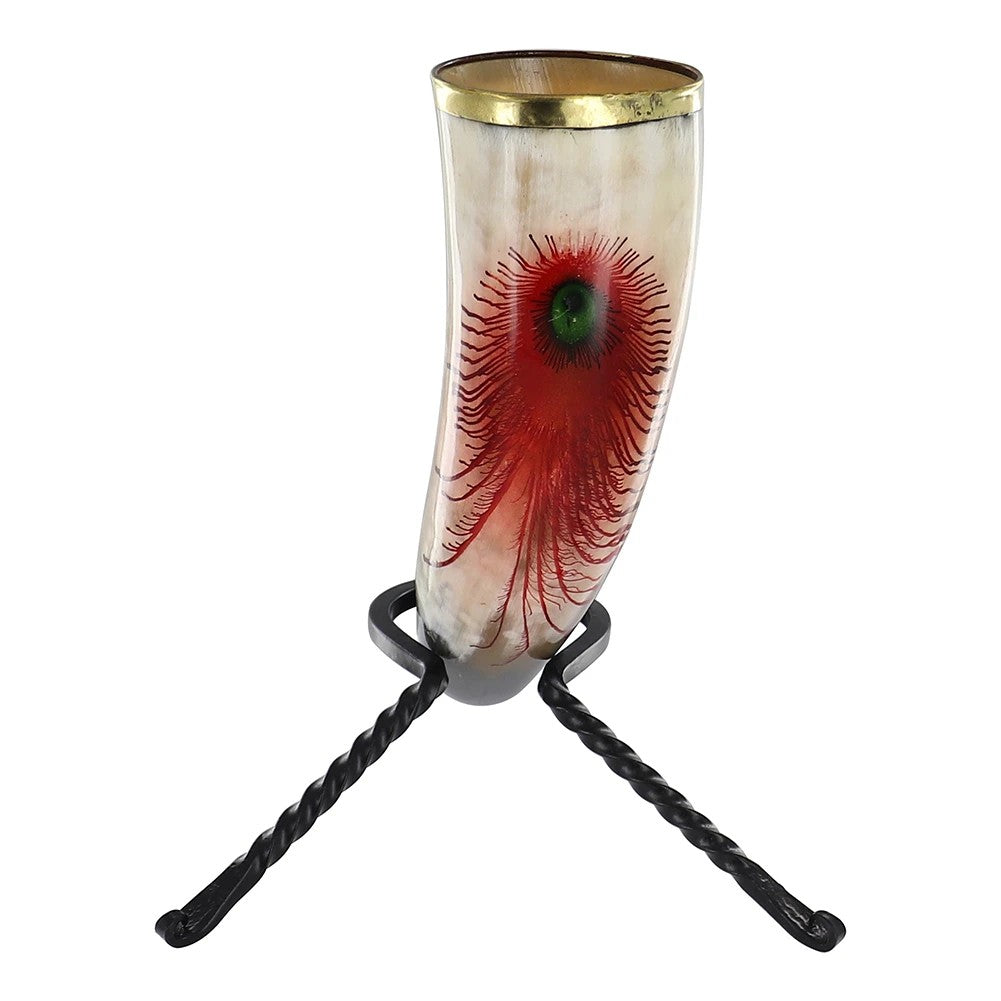 Blood Feather Drinking Horn Polished Brass Rim