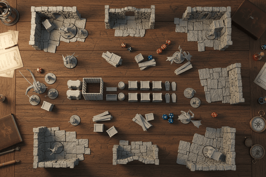 28mm Dungeon Scatter Terrain – Crates, Barrels, Altars, Coffins