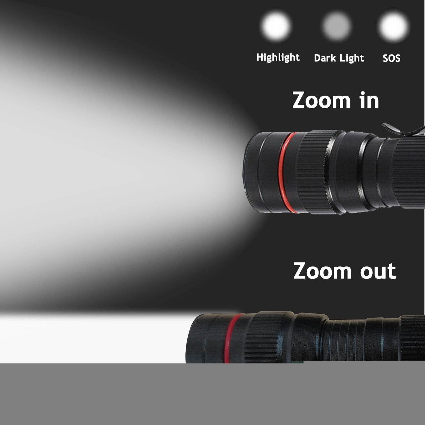 LED Military Flashlight USB Rechargeable Tactical Zoom Handheld Torch