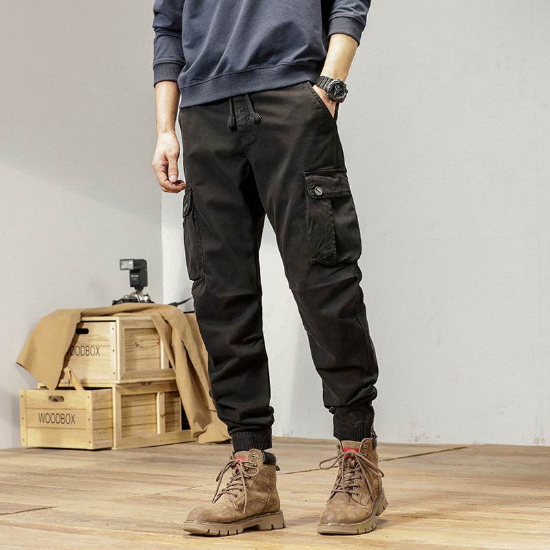 New Retro Ankle-tied Loose Overalls Versatile Casual Cargo Pant men
