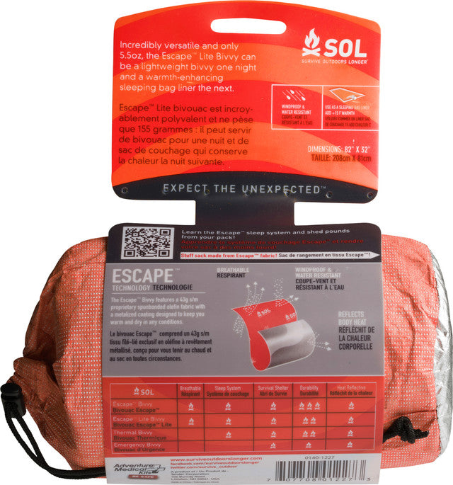 SOL Emergency Bivvy w/ Rescue Whistle & Tinder Cord