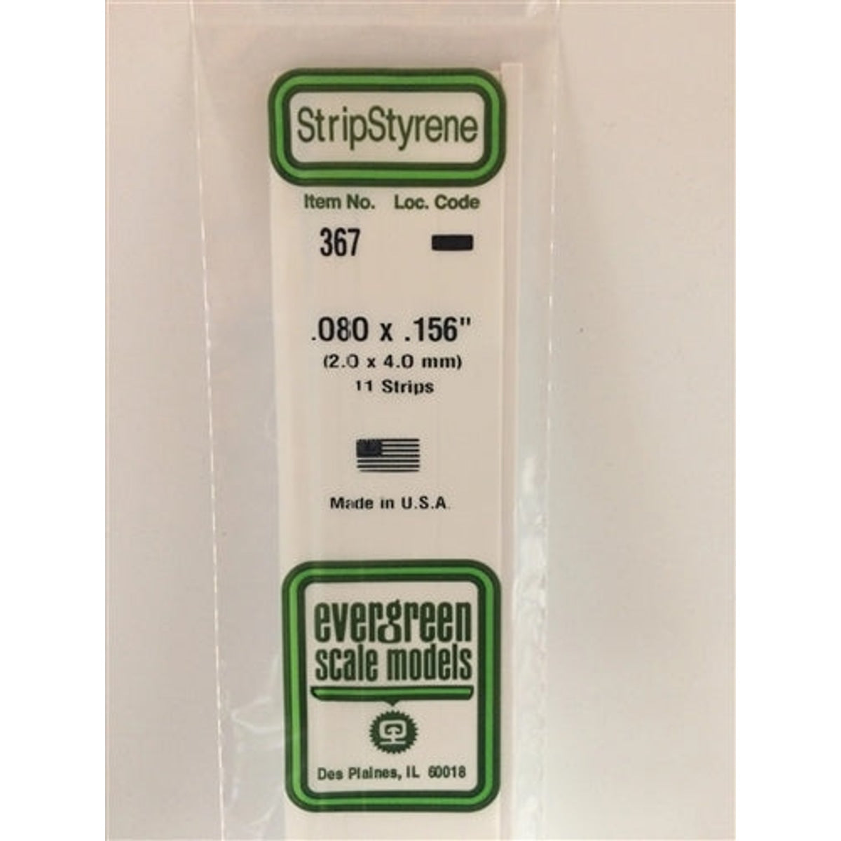 Evergreen Scale Models 367 Opaque White Styrene Strips .080" Thick 24" Long .156" Wide (2.0mm X 4.0mm X 60cm) 11 pieces NIB