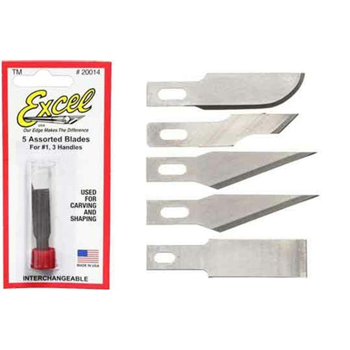 Excel 20014 Assorted Light Duty Replacement Blades Pkg of 5 NIB