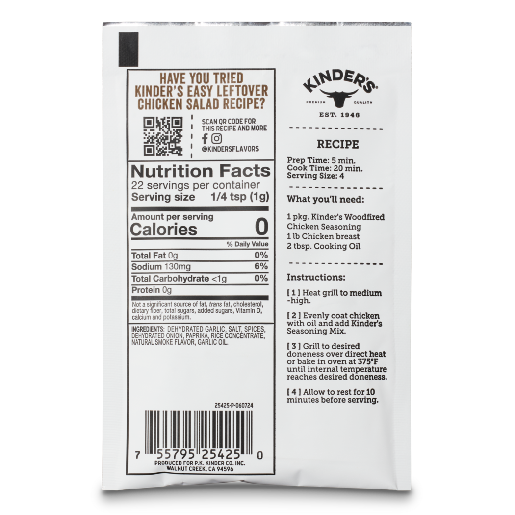 Kinder's Woodfired Chicken Grilling Seasoning With Hardwood Smoked Flavor