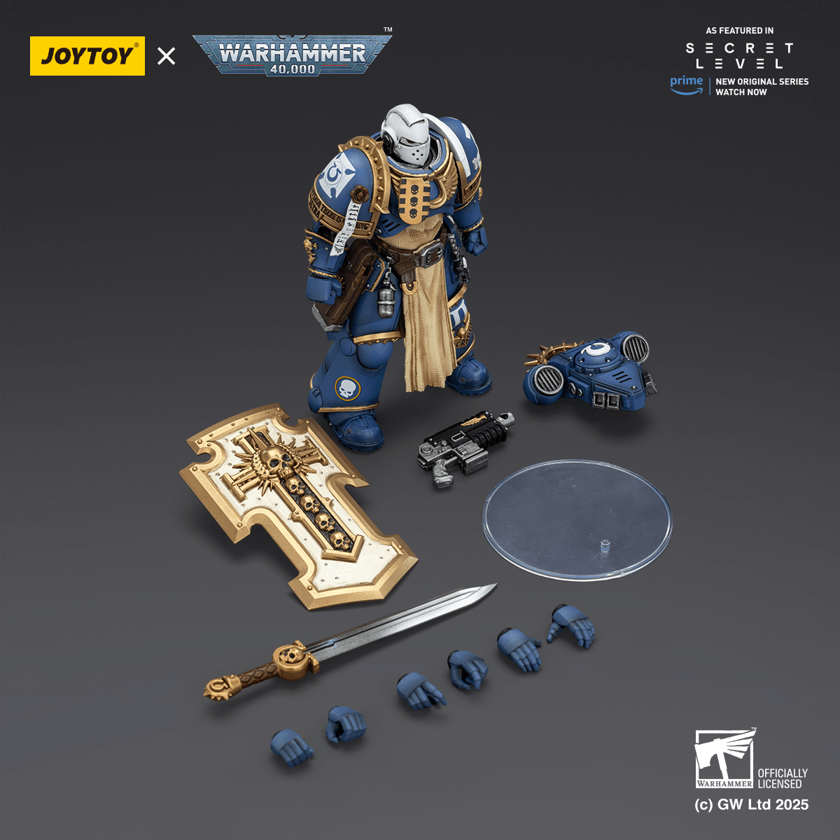 JOYTOY - Ultramarines Levantus with Power Sword, Stormshield and Bolt Pistol